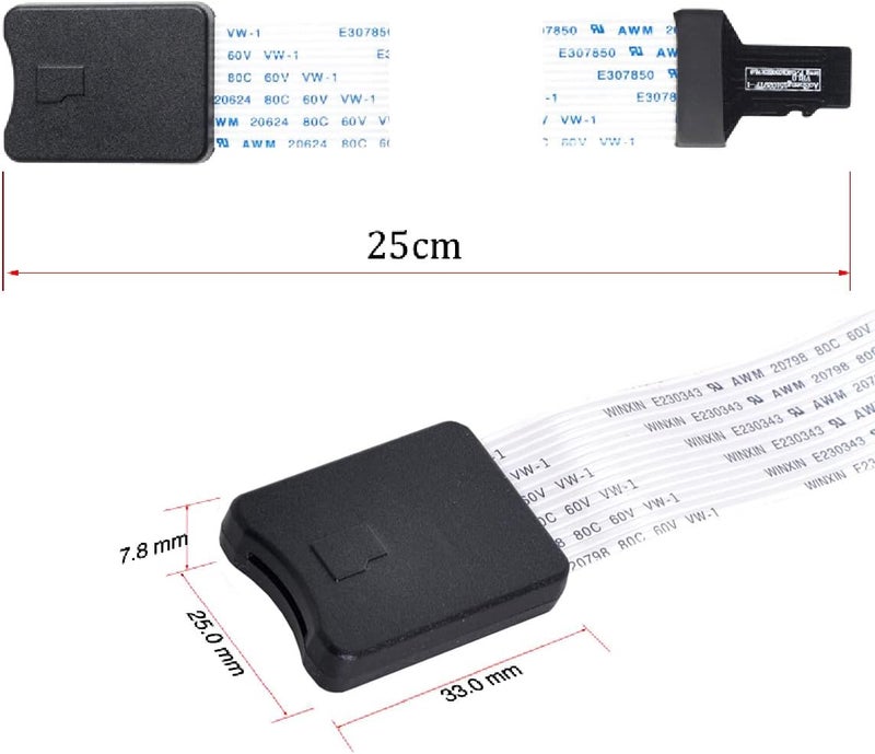 Cablecc Micro-SD TF Memory Card Kit Male to TF Female Extension Soft Flat FPC Cable Extender 25cm - Image 2
